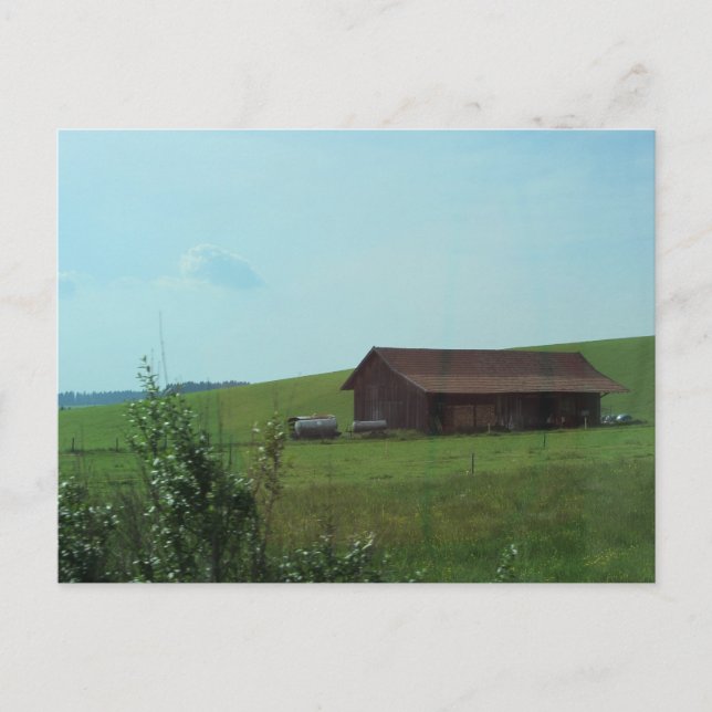Old Barn On a Hillside Postcard (Front)