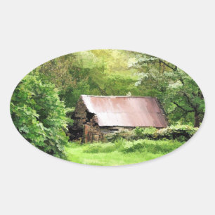 OLD BARN OVAL STICKER