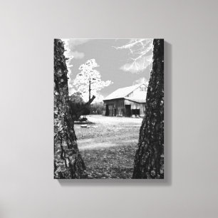 Old Barn Rural Barns Country Black & White Photo Canvas Print