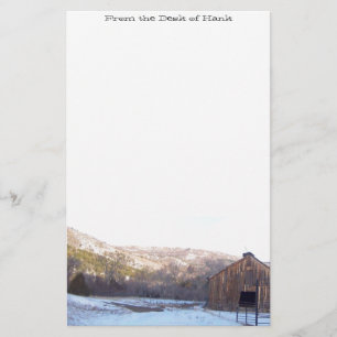 Old Barn Winter Snow Scenic Mountains Colorado Stationery