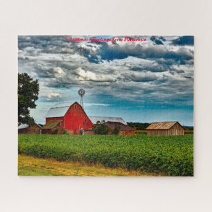 Old Barn Wisconsin.Christmas Greetings Jigsaw Puzzle