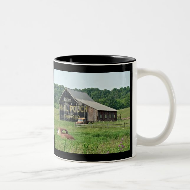 Old Barn With Painted Advertising Two-Tone Coffee Mug (Right)