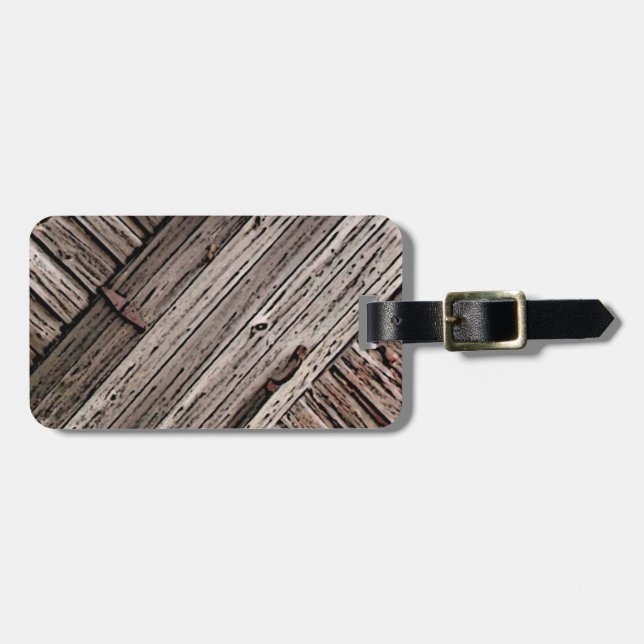 Old Barn Wood Abstract Luggage Tag (Front Horizontal)
