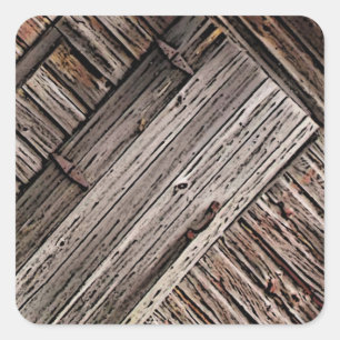 Old Barn Wood Abstract Square Sticker