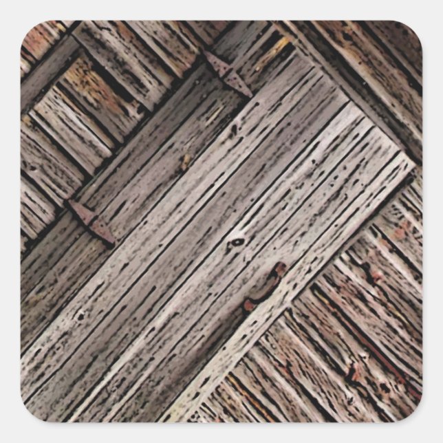 Old Barn Wood Abstract Square Sticker (Front)