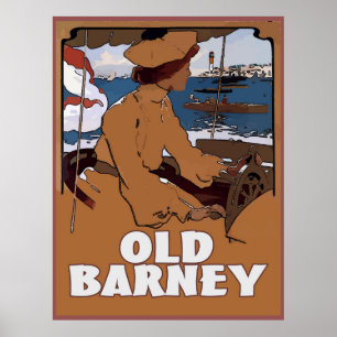 OLD BARNEY, Barnegat Lighthouse Vintage Style Poster