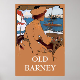 OLD BARNEY, Barnegat Lighthouse Vintage Style Poster