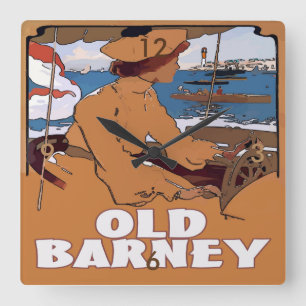 OLD BARNEY, Barnegat Lighthouse Vintage Style Square Wall Clock