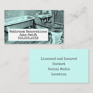 Old Bathroom Renovations Contractor Builder Business Card