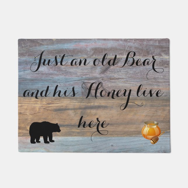 Old Bear and His Honey Home Decor Door Mat (Front)