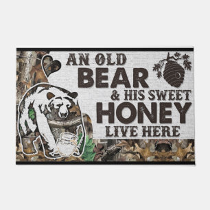 Old Bear Door Mat, Grumpy Bear Door Mat, Cabin Doormat