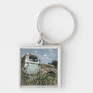 Old Beater Truck - Rusty Vintage Farm Vehicle Key Ring