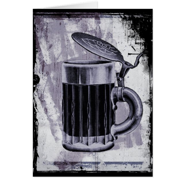 Old Beer Stein Illustration on Grunge Background (Front)