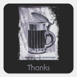 Old Beer Stein Illustration Thanks Square Sticker
