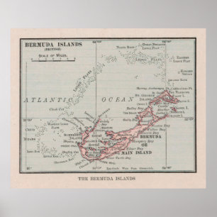 Old Bermuda Map (1912) Vintage Bermudian Island  Poster