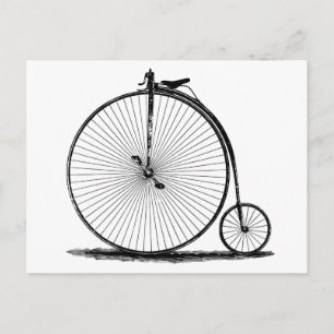 old bicycle 19th century penny farthing l Vintage Postcard