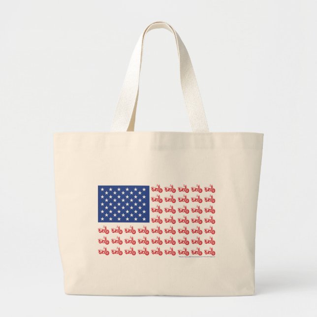OLD-BIKE-FLAG-TEE LARGE TOTE BAG (Front)