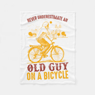 Old Biker Design Bicycle never underestimate Fleece Blanket