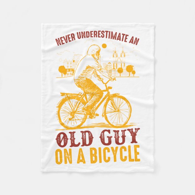 Old Biker Design | Bicycle | never underestimate  Fleece Blanket (Front)