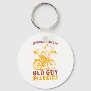 Old Biker Design Bicycle never underestimate Key Ring