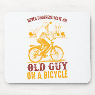 Old Biker Design | Bicycle | never underestimate Mouse Mat