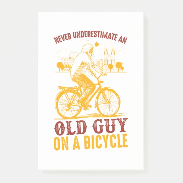 Old Biker Design | Bicycle | never underestimate  Post-it Notes (Front)