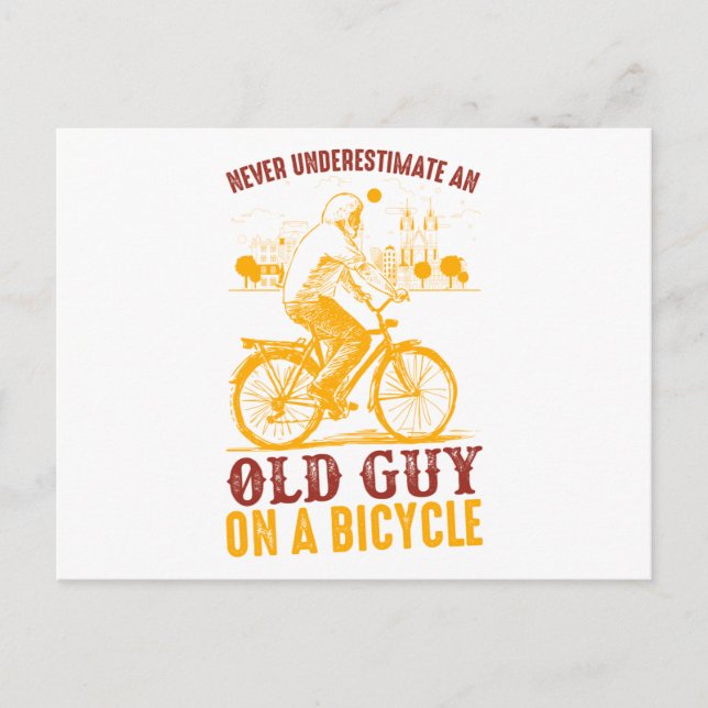 Old Biker Design | Bicycle | never underestimate  Postcard (Front)