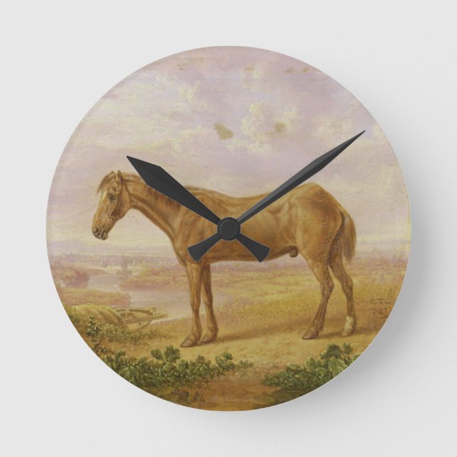 Old Billy, a Draught Horse, Aged 62 (oil on panel) Round Clock (Front)