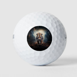 Old black and orange tiger in surreal forest No 2 Golf Balls