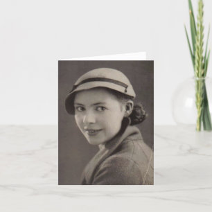 Old black and white photo of beautiful 1930’s la card