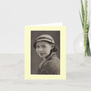 Old black and white photo of beautiful 1930’s lady card