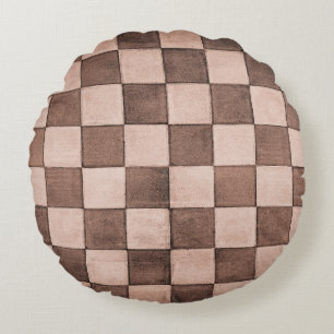 Old black and white tiled stone wall texture backg round cushion