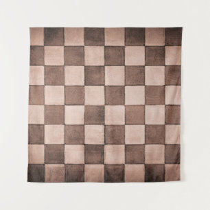 Old black and white tiled stone wall texture backg tapestry