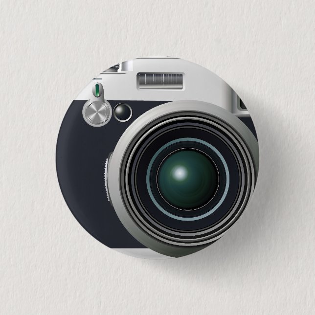 Old black camera 3 cm round badge (Front)