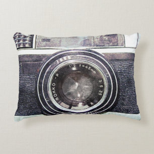 Old black camera decorative cushion