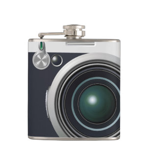 Old black camera hip flask