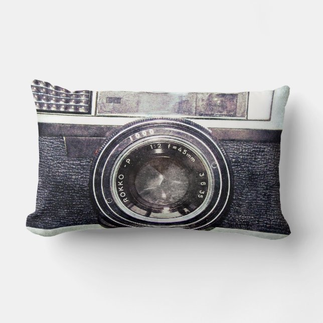 Old black camera lumbar cushion (Front)