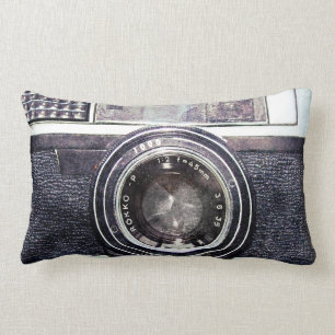 Old black camera lumbar cushion