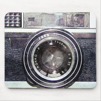 Old black camera mouse mat