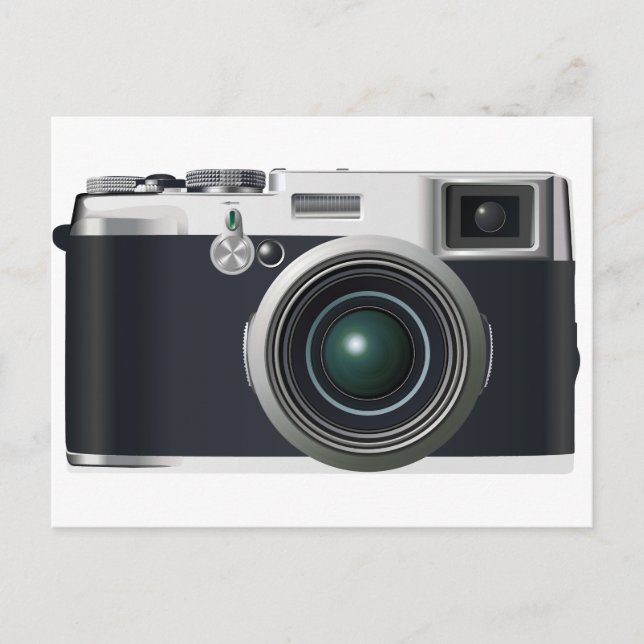 Old black camera postcard (Front)