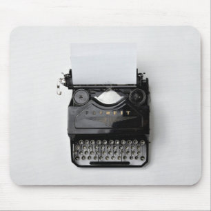 old black classic vintage typewriter mouse mat