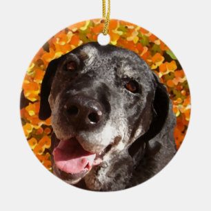 Old Black Labrador Ceramic Tree Decoration