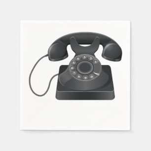 Old Black Phone Paper Napkins