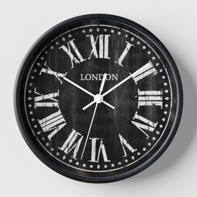 Old Black Vintage Clock Roman Numerals (Front)