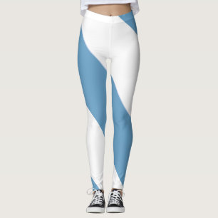Old Blue and White Diagonal Broad Stripes Leggings