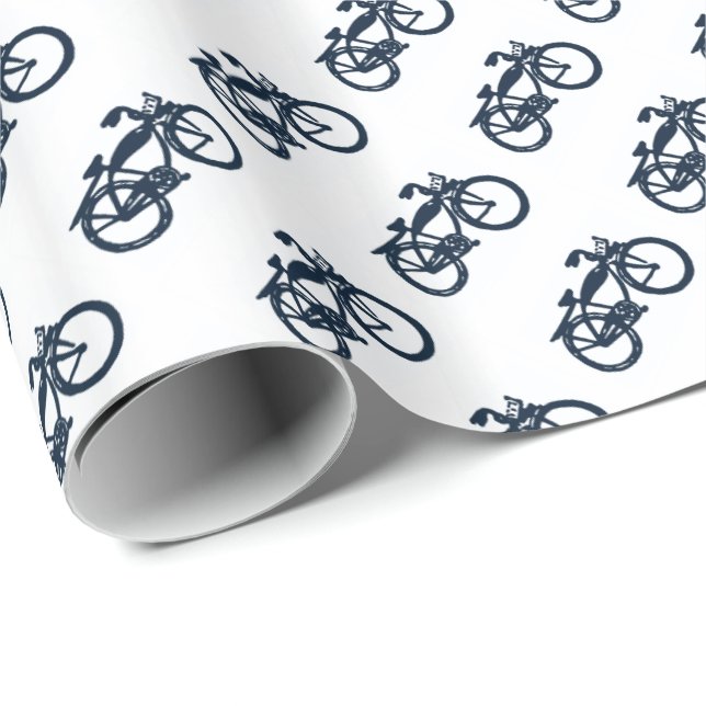 Old blue bike wrapping paper (Roll Corner)