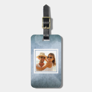 Old Blue & Black Watercolor Paper   Add your Name Luggage Tag