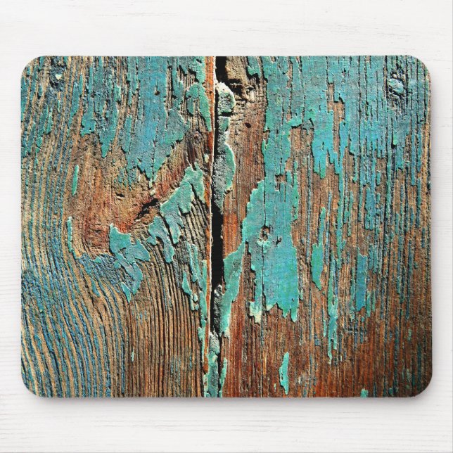 Old blue paint on wood mouse mat (Front)