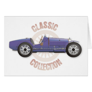 Old blue vintage racing car used on the track
