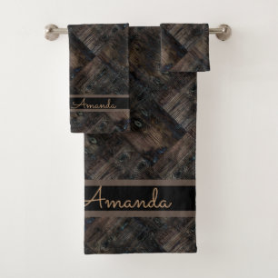 Old boards, old wood, aged wood, wood, firewood bath towel set
